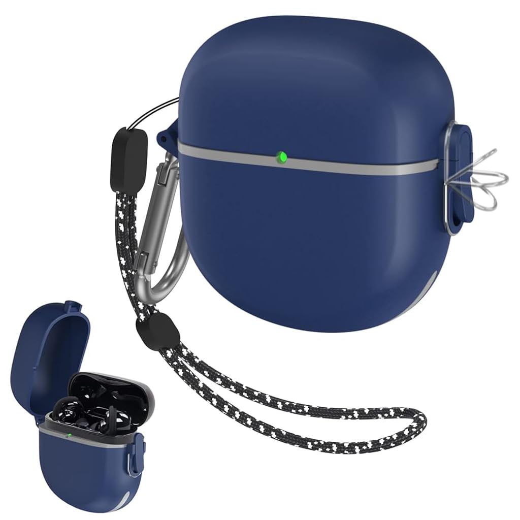 ZORBES Protective Case for QuietComfort Earbuds II 2022, Shockproof Case for QuietComfort Earbuds II Charging Case Charging Case TPU Protective Cover with Lanyard and Keychain (Blue) ZORBES Protective Case for QuietComfort Earbuds II 2022, Shockproof Case for QuietComfort Earbuds II Charging Case Charging Case TPU Protective Cover with Lanyard and Keychain (Blue)